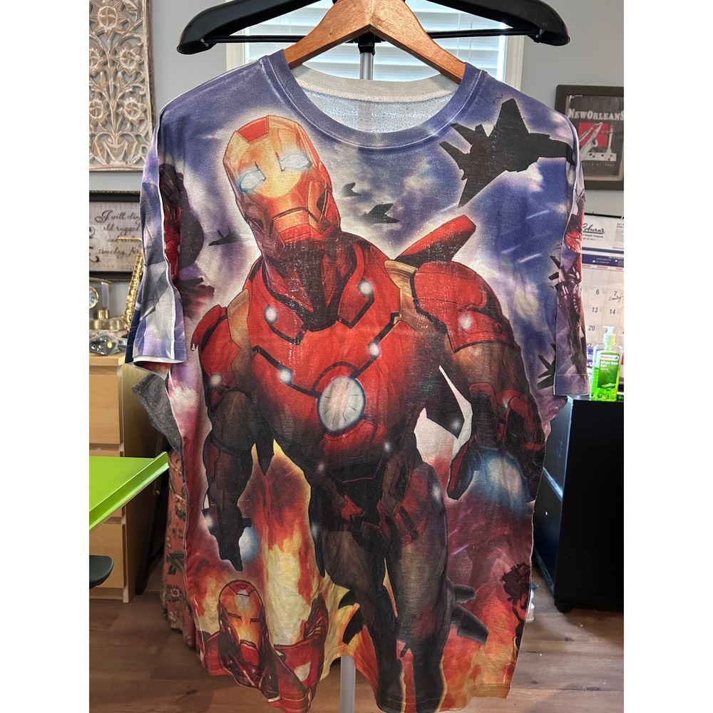 Marvel‎ Iron Man Graphic T Shirt Boys Kids All Over Print Short Sleeve - Picture 3 of 4